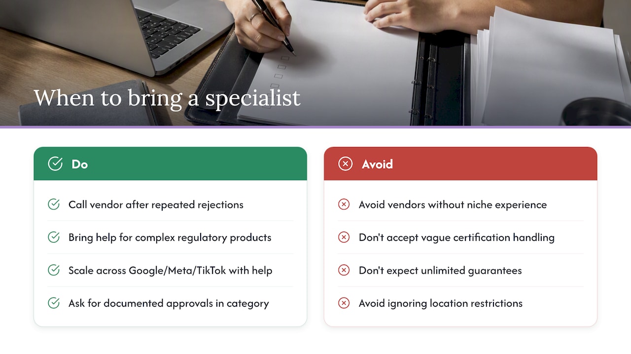 When a specialist is worth bringing in — overview diagram