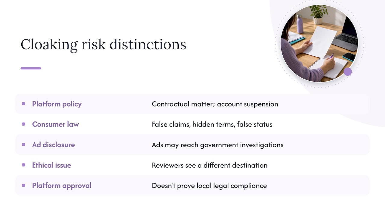 Legal and Ethical Considerations of Cloaking — overview diagram