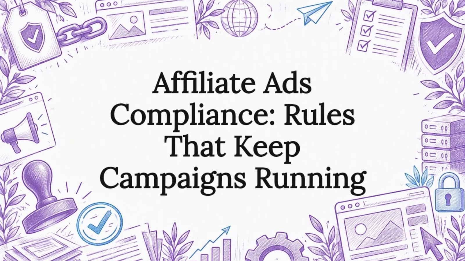 Affiliate compliance title card with ink sketches