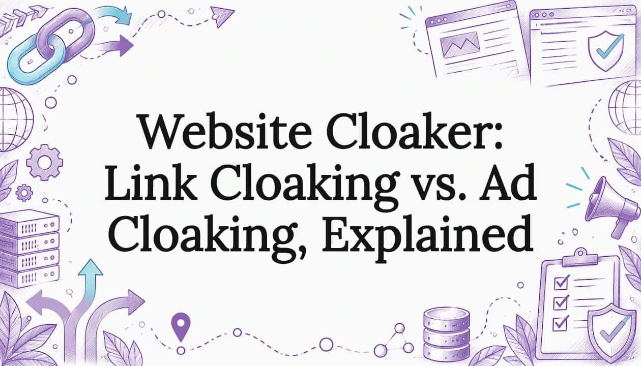 Sketch motifs framing a website cloaking title