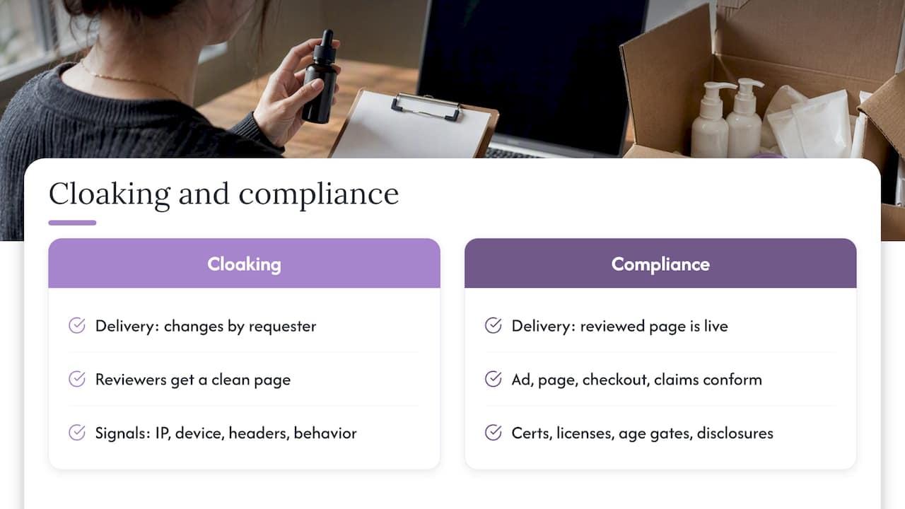 Comparison of cloaking and compliance requirements